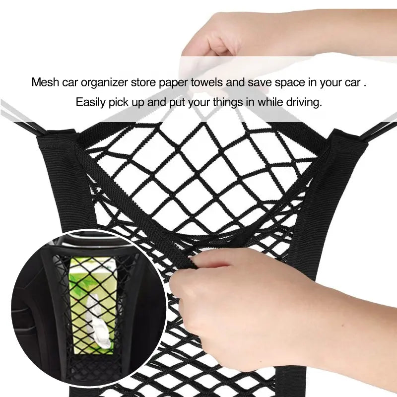 Car Net Barrier  with stretchable storage bag for safety driving Holiday