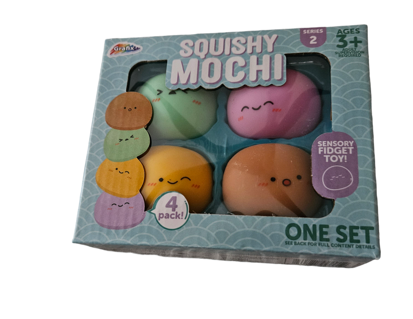 Mochi Squishy Toys Bulk, 4 Pieces Kids Party  Squishies Stress Toys Pack Sensory