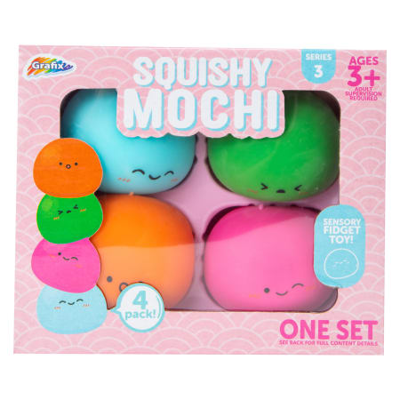 Mochi Squishy Toys Bulk, 4 Pieces Kids Party  Squishies Stress Toys Pack Sensory