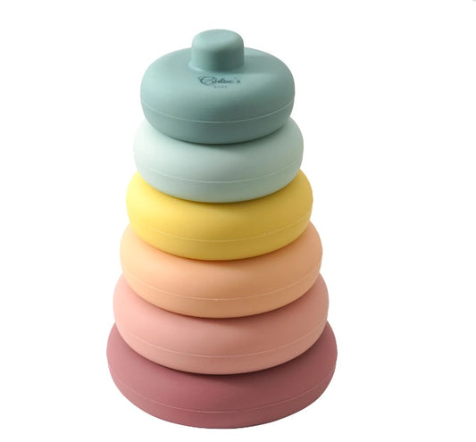 Silicone TEETHER Stacking Toy Bizzu CIRCLE SHAPED Learn Holiday Sensory